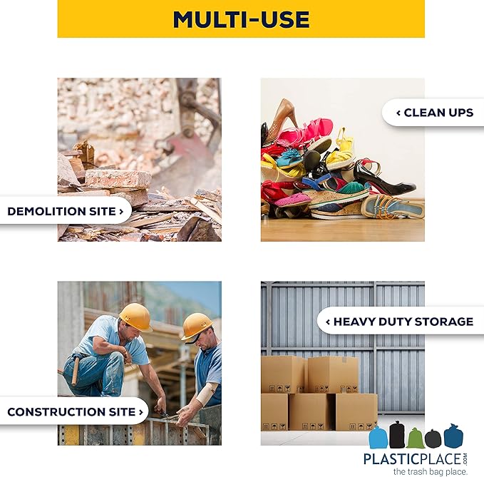 Plasticplace 42 Gallon Trash Bags |3.0 Mil | Orange Heavy Duty Contractor Trash Bags | 33" x 48", 50 Count (Pack of 1)