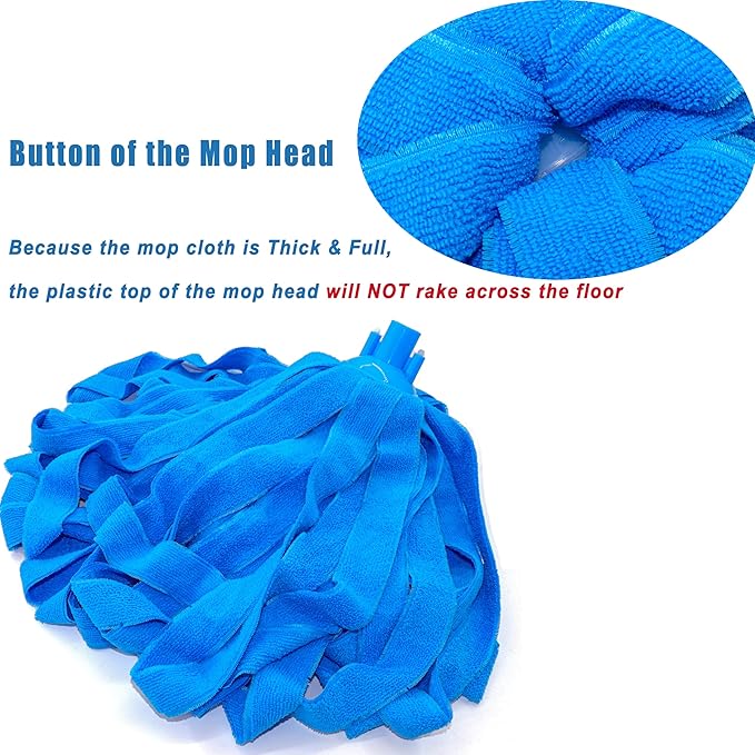 Microfiber Cloth String Mop, One Lightweight Aluminum Pole + Two Loop End Microfiber Cloth Mop Heads