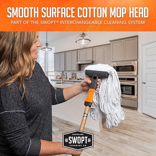 SWOPT Cotton Mop Head — Cleaning Head Interchangeable with All SWOPT Cleaning Products for More Efficient Cleaning and Storage — Great to Use on Wood, Laminate or Tile Floors, Machine Washable