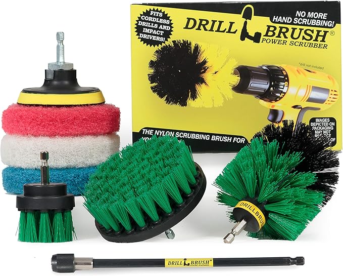 Household Cleaning Supplies - Power Scrubber Brush Set - Drill Brush Attachment Pads - Home Cleaning Brushes - Kitchen Cleaner Stove Brush - Counter Tile Kitchen Cleaner Pads - Kitchen Sink Brush