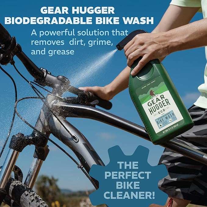 Gear Hugger Bike Wash Spray (32 oz, Pack of 1) – Eco-Friendly Cleaner Spray, Wash Soap with Natural Saponins & Eucalyptus – Safe for All Bikes, Anti Corrosion Spray