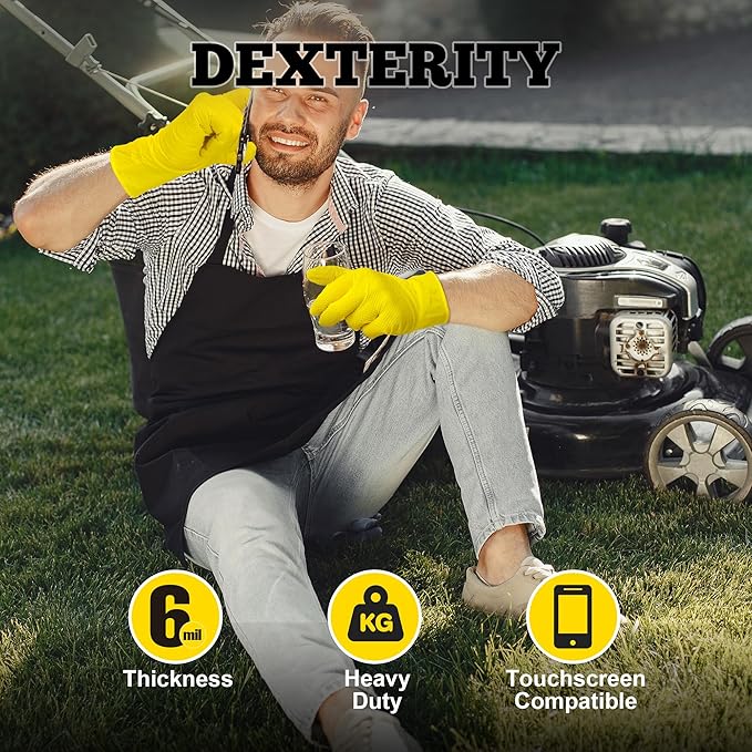 TitanFlex Heavy Duty Nitrile Gloves, 6 Mil Yellow Raised Diamond Texture, Mechanic Disposable Gloves, Latex Free