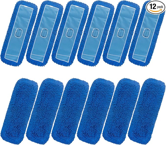 Matthew 36'' Microfiber Loop Dust Mop Washable Commercial&Residential Heavy Duty Mop Head Replacement Premium Absorbent Industrial Dust Mop Refill Pads for Hardwood, Office,Garage and Hotel -12Pack