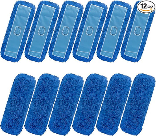 Matthew 36'' Microfiber Loop Dust Mop Washable Commercial&Residential Heavy Duty Mop Head Replacement Premium Absorbent Industrial Dust Mop Refill Pads for Hardwood, Office,Garage and Hotel -12Pack