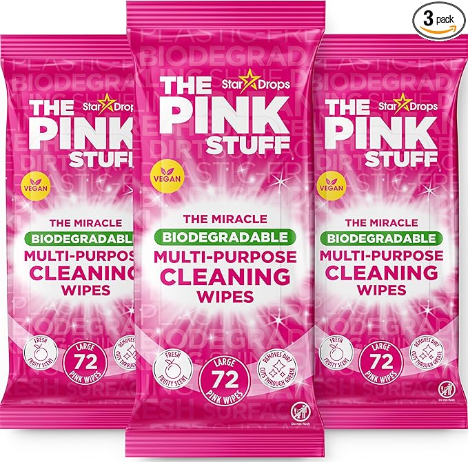 Stardrops The Pink Stuff Miracle Multi-Purpose Cleaning Wipes – 216 Count – Tough on Grease, Grime, and Dirt – All-Purpose Cleaner for Kitchen, Bathroom, and More