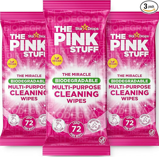 Stardrops The Pink Stuff Miracle Multi-Purpose Cleaning Wipes – 216 Count – Tough on Grease, Grime, and Dirt – All-Purpose Cleaner for Kitchen, Bathroom, and More