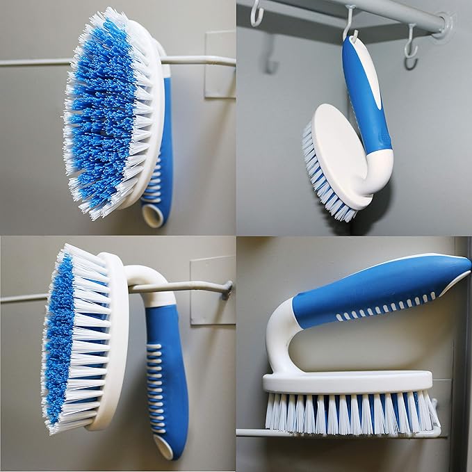 PHYEX Scrub Brush, 2 Pack Household Cleaning Brushes with Stiff Bristles, Scrubbing Brush for Carpet, Shower, Bathtub, Kitchen, Pool Tile, Bathroom Scrubber, Small