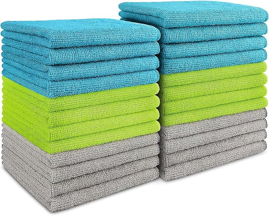 AIDEA Microfiber Cleaning Cloth-24PK, Soft Microfiber Towels for Cars, Absorbent Cleaning Rags, Lint-Free Streak-Free Wash Cloths for House, Kitchen, Window(12in.x12in)