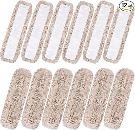 Matthew Cleaning 36'' Cotton Dust Mop Refill Washable Thick Tufted Replacement Heads for Residential & Commercial Use Fit All 36'' Dust Mop Frames, Hardwood, Laminate, Concrete Floors 12 Pack