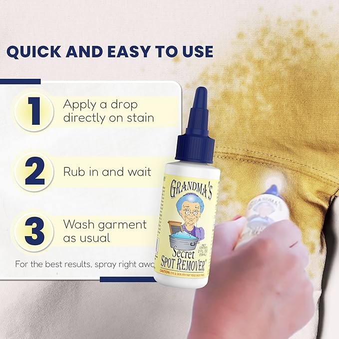 Grandma's Secret Spot Remover Laundry Spray - Chlorine, Bleach and Toxin-Free for Clothes - Fabric Stain Remover Removes Oil, Paint, Blood and Pet Stains - 16 oz & 2 oz Combo, DuoPack
