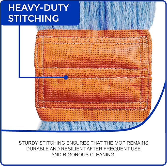 Nine Forty 2-Pack Industrial and Commercial-Grade Looped End Wet Mop Head Refill - Heavy Duty 20 Inch 4-Ply Premium Synthetic Yarn - for Optimal Absorption and Durability - Blue (2 Pack, Large)