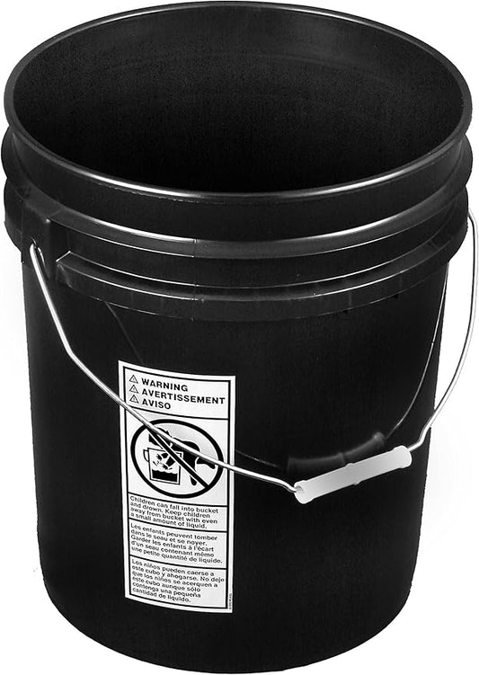 API Kirk Black 5 Gallon Bucket; Heavy Duty 90 Mil Plastic