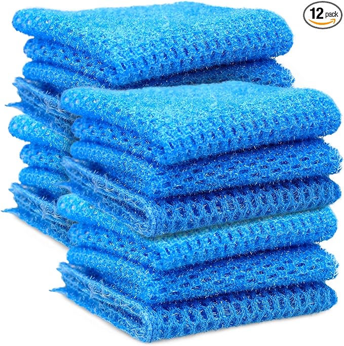 Non-Scratch Dish Scrubbers for Cleaning Dishes & Kitchen - Replace Kitchen Sponges with Non-Abrasive Scrubbing Pads - Scouring Pad for Household (Pack of 12)