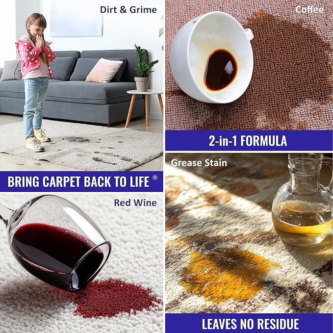 Carpet CPR Spot & Stain Remover Spray – Heavy Duty Carpet Cleaner for Pet Messes, Coffee & Tough Stains (32 Fl Oz (Pack of 2))