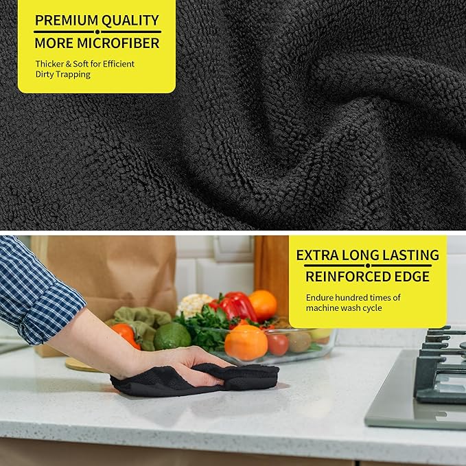 HOMERHYME Premium Microfiber Cleaning Cloth, 8 Pack, 12.6" x 12.6" Cleaning Towels, Lint-Free & Streak-Free, Ultra Absorbent, 300GSM, Reusable Microfiber Towel for Cars Kitchen Garage House Office