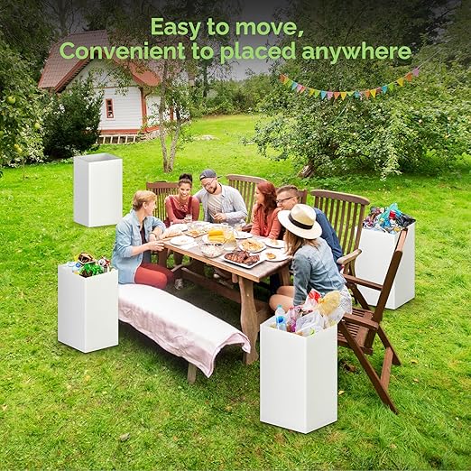 4 Pack Extra Large Disposable Trash Cans, Reusable Portable Garbage Can, 13 Gallon (21.6" H x 13.5" W x 10" D), Extra Thick Recycled Cardboard Portable Garbage Can and Recycling Bins,White