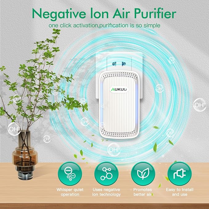 Air Ionizers (4 Pack）- Plug In Negative Ion Air Purifiers - Quiet Air Freshener for Home, Bedroom, Office, Basement - Portable Air Purifier Odor, Smoke, Dust, Pet Smell - Mini Air Cleaner White