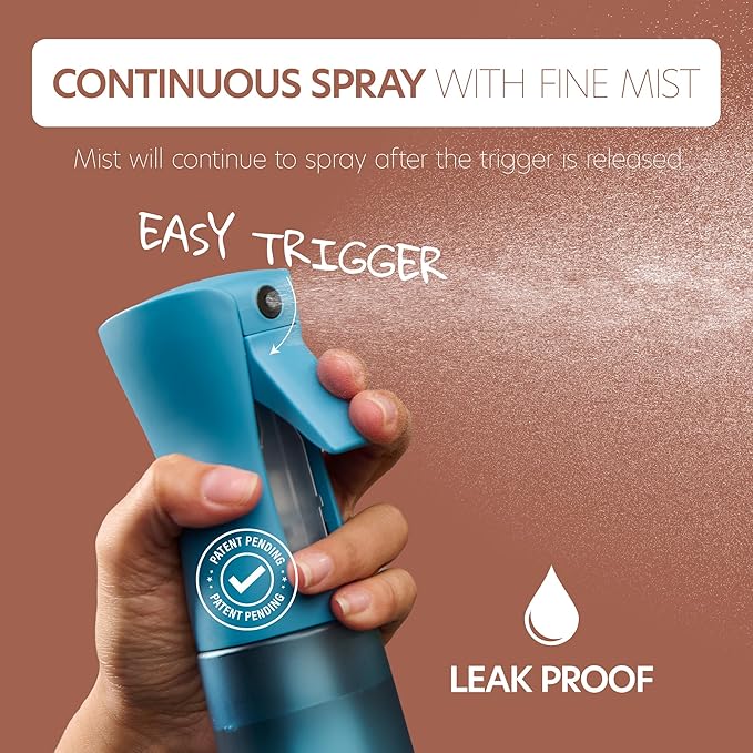 10 OZ Continuous Spray Bottles - Ultra Fine Mist Sprayer | Water Spray Bottle For Hair Stuff, Mister Spray Bottle For Plants Mister | Hair Spray Bottles For Hairstyling, Cleaning, Salons