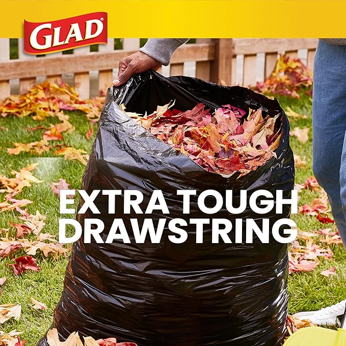 Glad Large 30 Gallon Trash Bags, Unscented Heavy Duty Garbage Bags, Forceflex with Drawstring, 30 Count (Packaging May Vary)