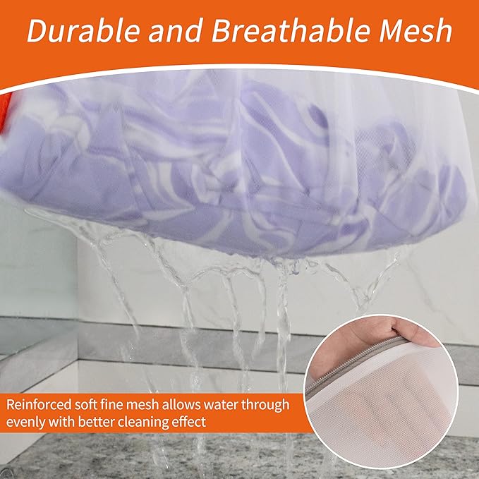 Polecasa 3Pcs 9 x 12 Inches Extra Durable Fine Mesh Laundry Bags with Sturdy Zipper for Delicates, Socks, Protect Clothes in Washing Machine, Laundry Room Essentials for College, Dorm (3 Small)