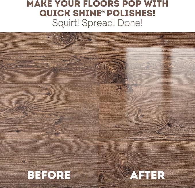 Quick Shine Hardwood Floor Luster-Polish 64oz | Plant-Derived w/Carnauba | Safer Choice, No PFAS, pH Neutral | Ready to Use Formula w/Anti-Slip Technology | Simply Squirt & Spread | Made in USA
