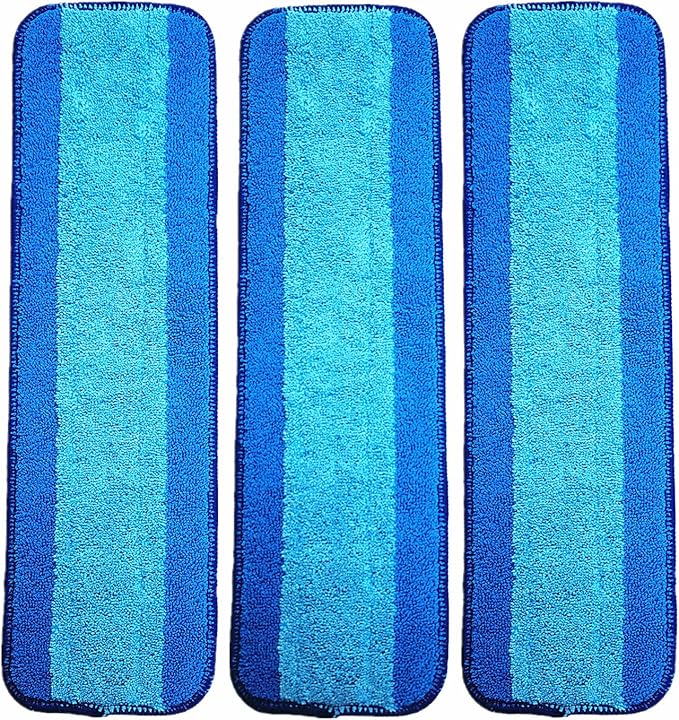 18" Microfiber Mop Replacement Pads for Dry/Wet Mop Floor Cleaning Pad Compatible with Bona Floor Care System (3 Pack)