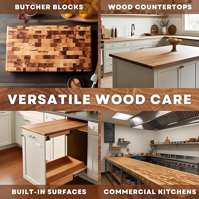 Cutting Board Wood Spray Cleaner - Butcher Block and Large Wood Surface Spray-Cleaner - Food-Safe and Plant-Based Ingredients - Fresh Citrus Scent Eliminates Food Odors - Made in the USA