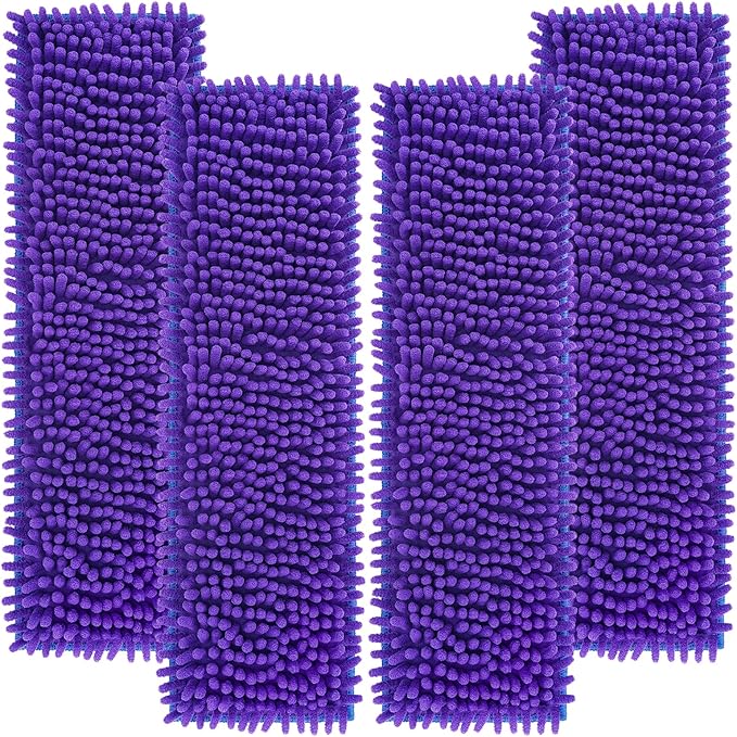 KEEPOW Pet System Microfiber Sweeping Pad for Mop, Replacement Pad for Floor Cleaner Dog & Hardwood Floors, 18 Inch Washable Cleaning & Dusting Pads, Attracts & Picks Up Pet Hair (4 Pack)