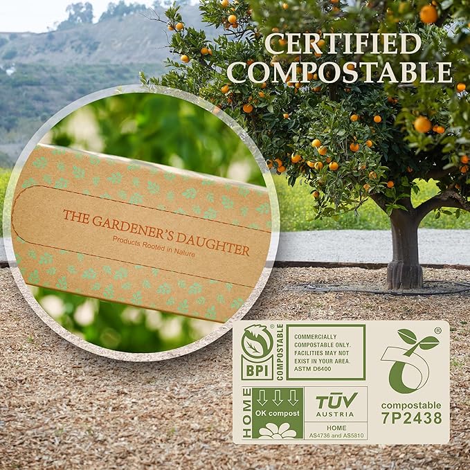 Limited Edition Fall Maple Leaf – Compostable Trash Bags by The Gardener's Daughter, 13 Gallon, 30 Count, White, Extra Strength, Drawstring Kitchen Waste Bag – BPI & TUV Certified