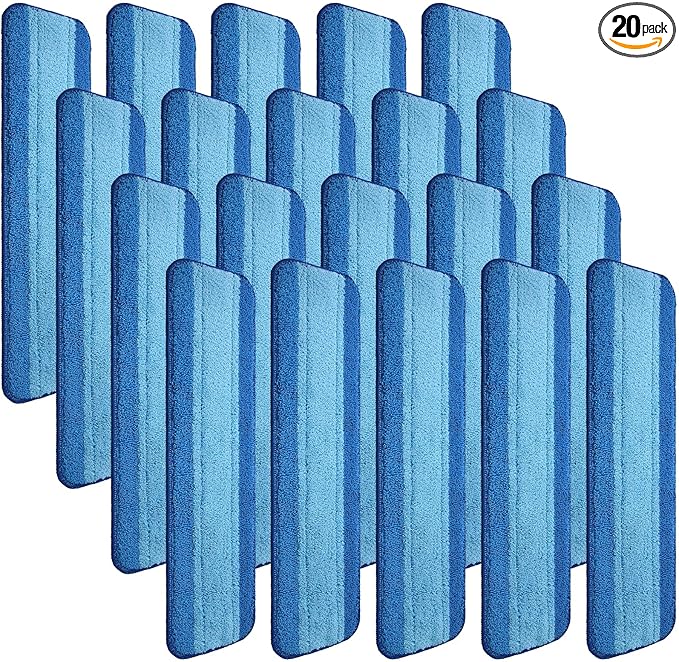 20 Pieces Microfiber Cleaning Pads Compatible with Bona Mop Reusable 18 Inch Replacement Cleaning Pads Washable Refills Replacement Heads for Floor Cleaning