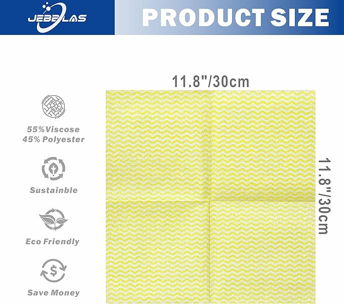 JEBBLAS Handi Wipes Reusable Cloths Dry Cleaning Cloths Dish Towel Dish Cloths Handy Cleaning Wipes,Pack of 50, Yellow