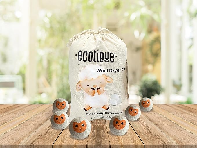 Wool Dryer Balls 6-Pack XL 100% New Zealand Wool Reusable for 1000+ Loads Baby-Safe Chemical-Free Natural Fabric Softener Reduces Drying Time Wrinkles Static Dryer Sheet Alternative