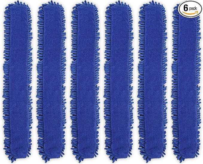 CleanAide Dual-Sided Chenille and Terry Microfiber Duster Covers, Fits Flex Dusters, Machine Washable, Chemical-Free Cleaning, Traps Dirt & Dust, Safe for Electronics, Home, and Vehicles, 6-Pack