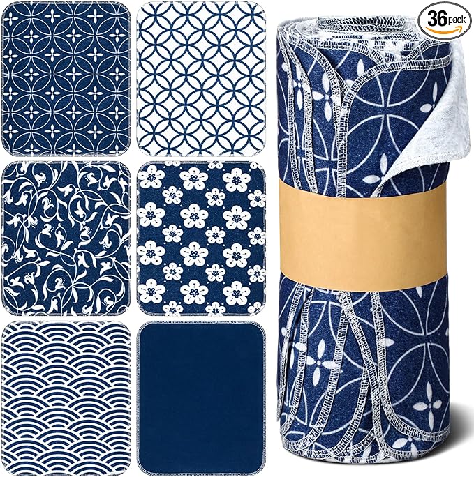 36 Pack Reusable Cleaning Cloths Washable Cotton Kitchen Towels for Home