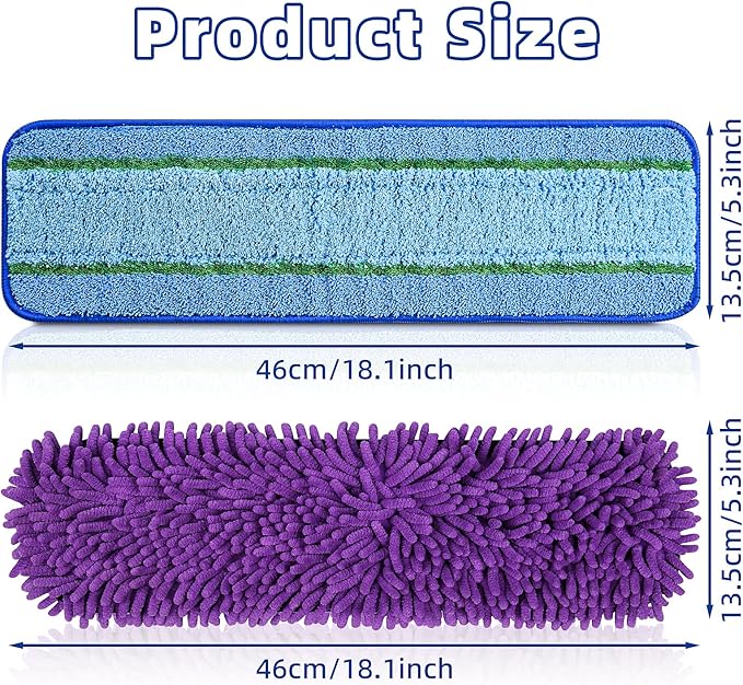 8 Pack Mop Pads for Bona Family of Mops, 4 Pet Microfiber Sweeping Pad + 4 Microfiber Deep Clean Pad, Reusable Mop Refill Replacement Head for Multi-Surface Floors