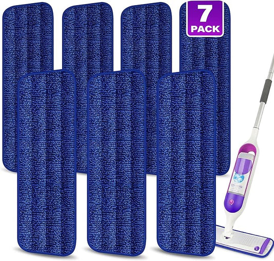 7 Count Reusable Microfiber Mop Pads for Swiffer PowerMop- MEXERRIS PowerMop Refills Hard Wood Floor Mop Pads Machine Washable, Wet Dry Dust Mop Pads Replacement for 13''-15'' Spray Wet Mops