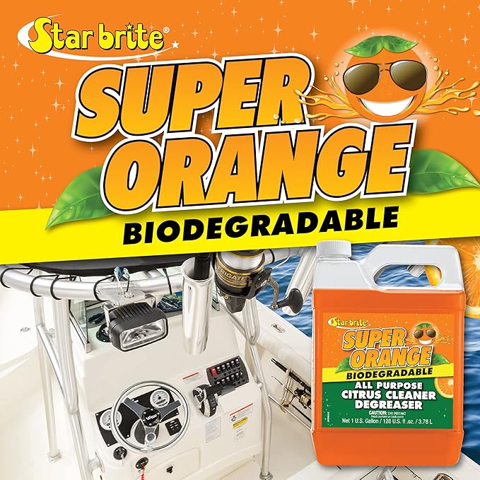 STAR BRITE Super Orange All-Purpose Citrus Cleaner Degreaser - Remove Dirt, Grime, Grease, Smudges, Oil & Gummy Residue - Biodegradable