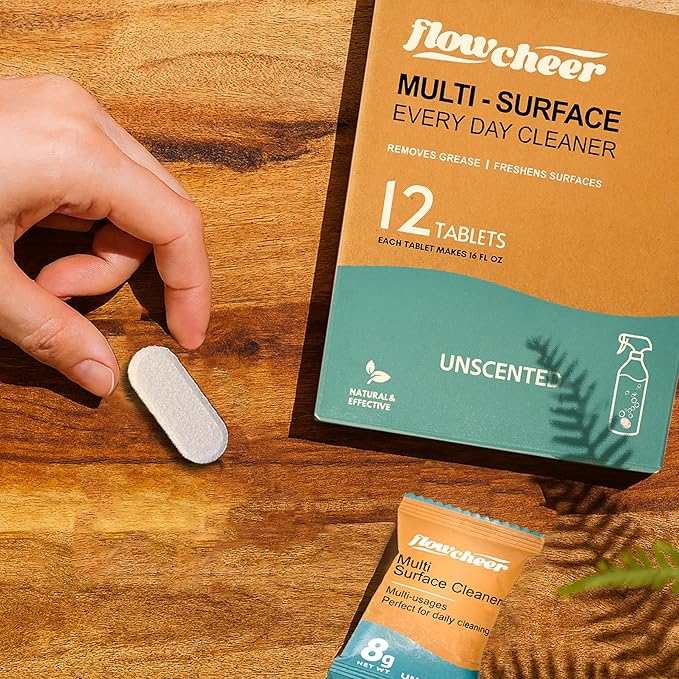 All Purpose Cleaner Concentrate Refills,MultiSurface Clean Refill,No Toxic Cleaning Tablets(12Pack)-Makes 192fl oz(12x16Fl oz)Bottle of Spray Cleaner for Household&Kitchen Cleaning-Unscented