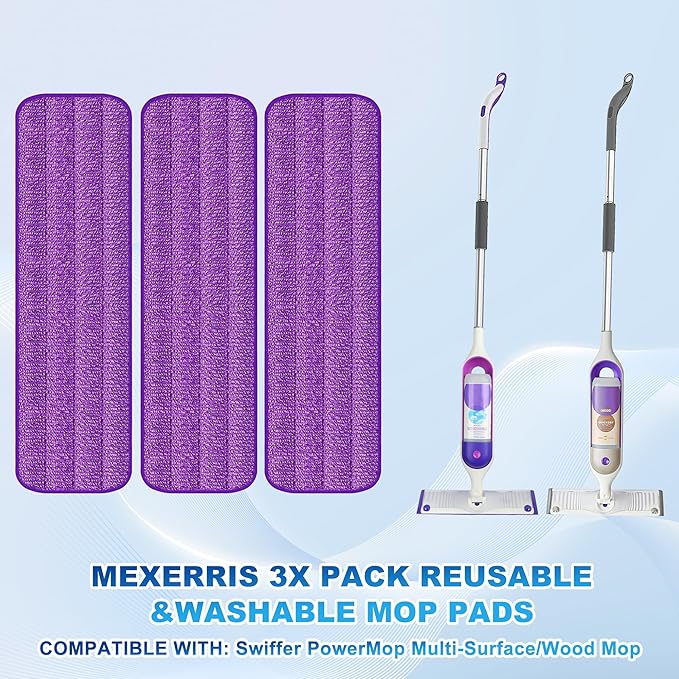 Spray Mops for Hardwood Floor Cleaning - MEXERRIS Microfiber Wood Floor Mop with 3 Reusable Washable Pads Refills Fit for Swiffer PowerMop,Spray Wet Jet Mops for Wood Laminate Ceramic Tiles