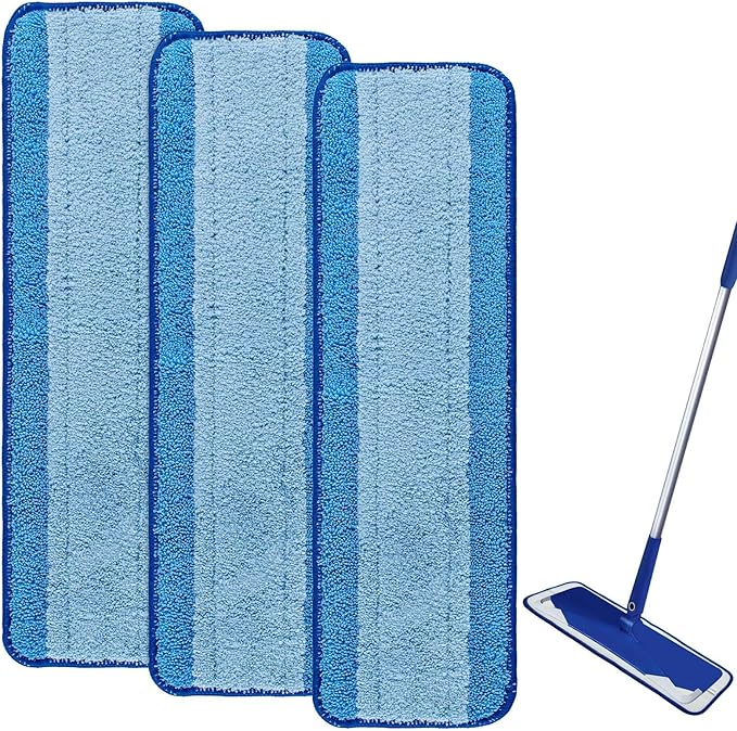 Mop Replacement Pads for Bona, Microfiber Cleaning Pad for Bona, 3 Pack 18 Inch Mop Cleaning Pads for Bona Hardwood & Hard Surface Floors, Reusable & Washable & Microfiber Mop Pads for Bona Mop