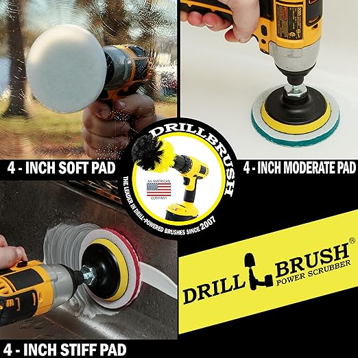 All Purpose Scrub Pads - Six Pack of Cleaning Pads - Bathroom Cleaner - Auto Detailing - Stove Top - Drill Accessories Pads for Deep Clean - Shower Scrubber - Glass Cleaner - Tub Stain Remover