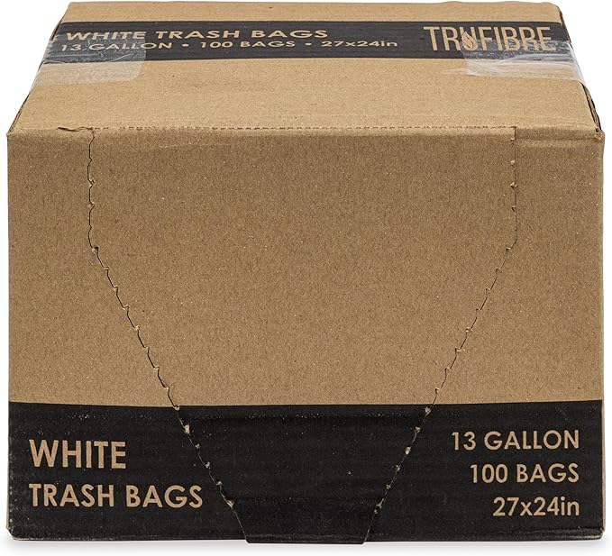 Medium Trash Bags Drawstring, 13 Gallon, Kitchen Garbage Liners for Home, Office Disposal, Recycling, Waste Management, 24x27, 100 Count
