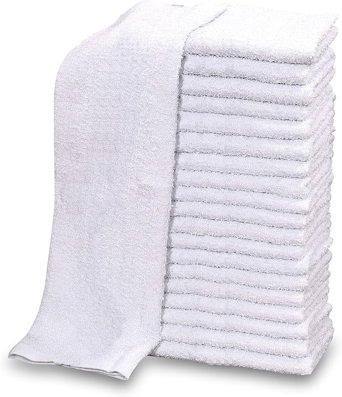 GOLD TEXTILES 60 PC New Cotton Blend White Restaurant Bar Mops Kitchen Towels 28oz (5 Dozen) (60, White)