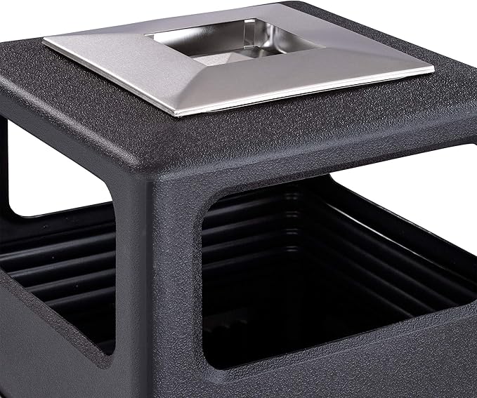 Safco Canmeleon Trash Can, 38 Gallons, Indoor and Outdoor Use, Durable & Weather-Resistant Commercial Garbage Can with Ashtray, Black