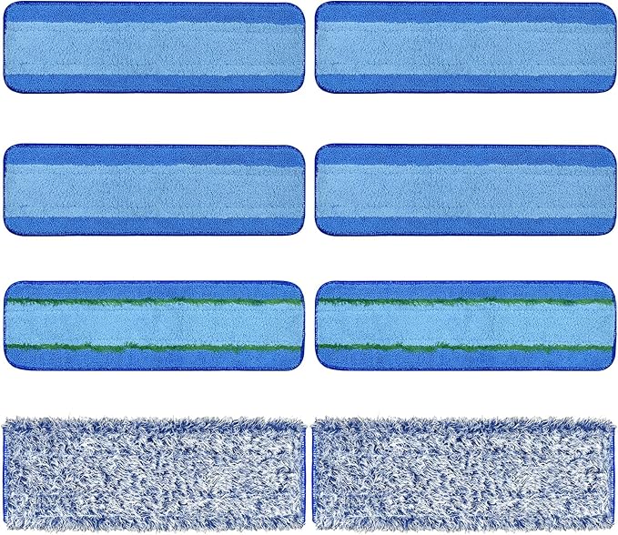 8 Pack Microfiber Cleaning Pad for Bona Mop Hardwood & Hard Surface Floors Dry and Wet Floor Cleaning - Includes 4 Microfiber Cleaning Pad, 2 Deep Clean Pads and 2 Dusting Pad - Dual Zone Cleaning