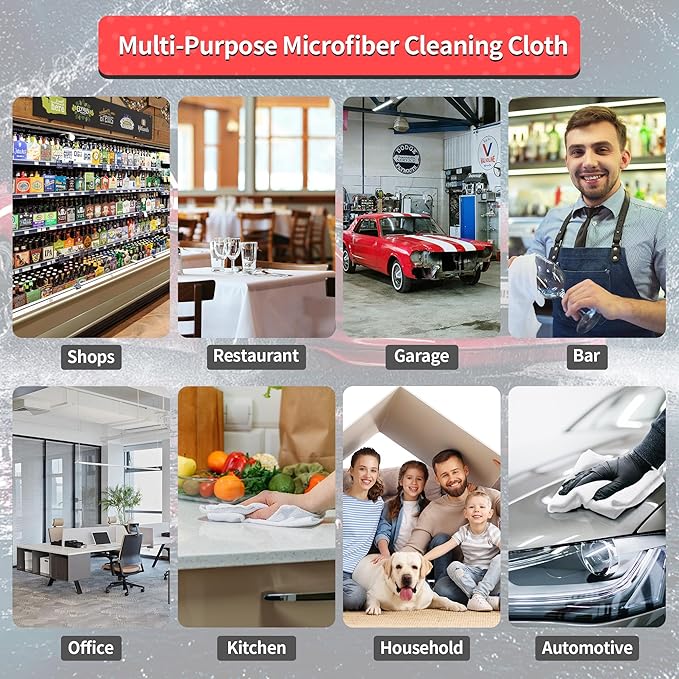 HOMERHYME White Microfiber Cleaning Cloths, 100 Pack Shop Towels Rags, Bulk Absorbent Lint-Free Detailing Cleaning Rags Microfiber Towels for Car Mechanic Automotive Garage Housekeeping, 11.5"*11.5"