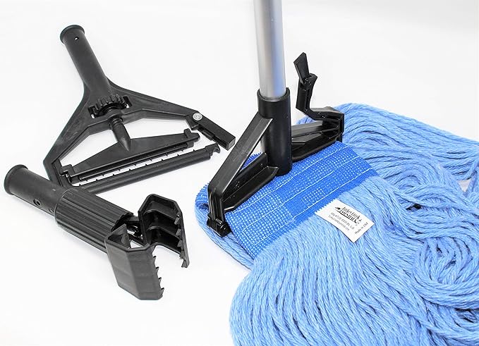 Turkey Creek Essentials Mop Heads Commercial Grade USA Made Looped End Heavy Duty Large Mop Head of Blue 4-Ply Synthetic Yarn Industrial Wet Mop Head Replacement and String Mop Refills (12, Large)