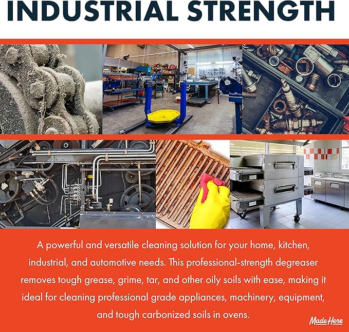 Professional Strength Degreaser for Kitchens, Industrial pH Neutral and Biodegradable Easy Spray & Wipe,Lemongrass Scent,Safely Responsible for People and Environment,packaging may vary