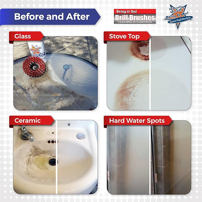 BRING IT ON! CLEANER Professional Hard Water Stain Remover & Glass Shield Sealant - Tiles, grout, Windows, Fiberglass, Chrome, Tubs, Toilets