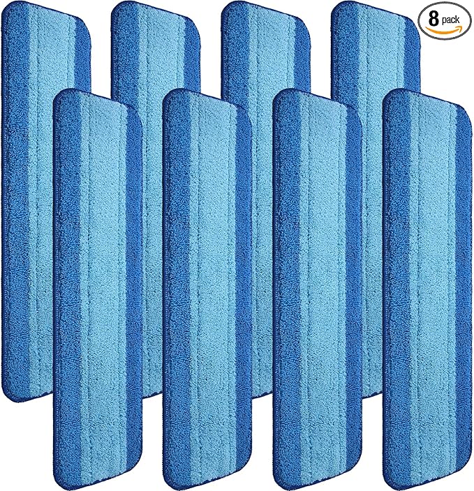 8 Pieces Microfiber Cleaning Pads Compatible with Bona Mop Reusable 18 Inch Replacement Cleaning Pads Washable Refills Replacement Heads for Floor Cleaning